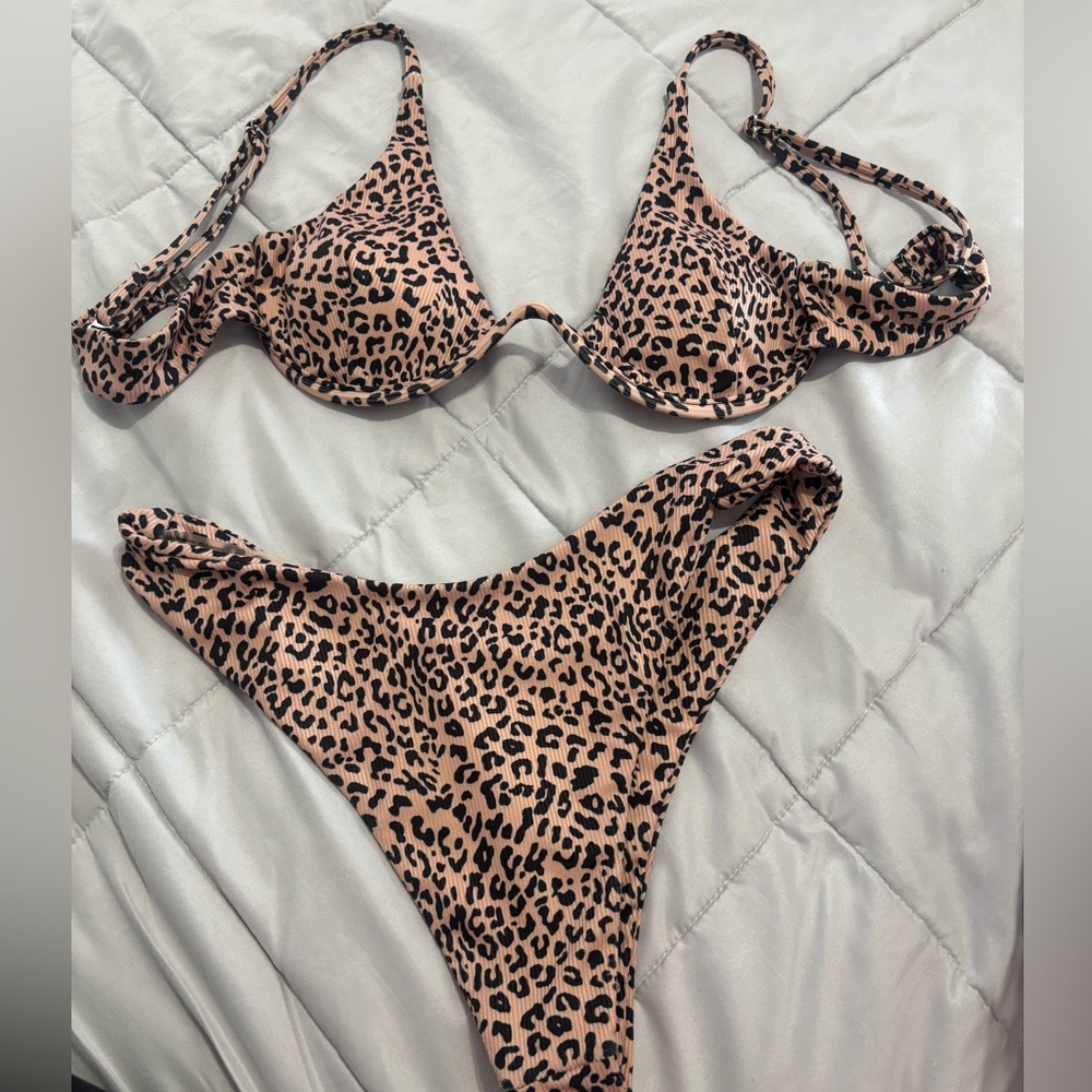 SHEIN Brown and Black Leopard Print Bikini